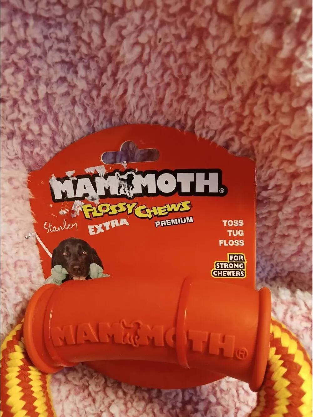 Mammoth Flossy Chews Extra Premium Dog Toy Twin Tug with Handle Large